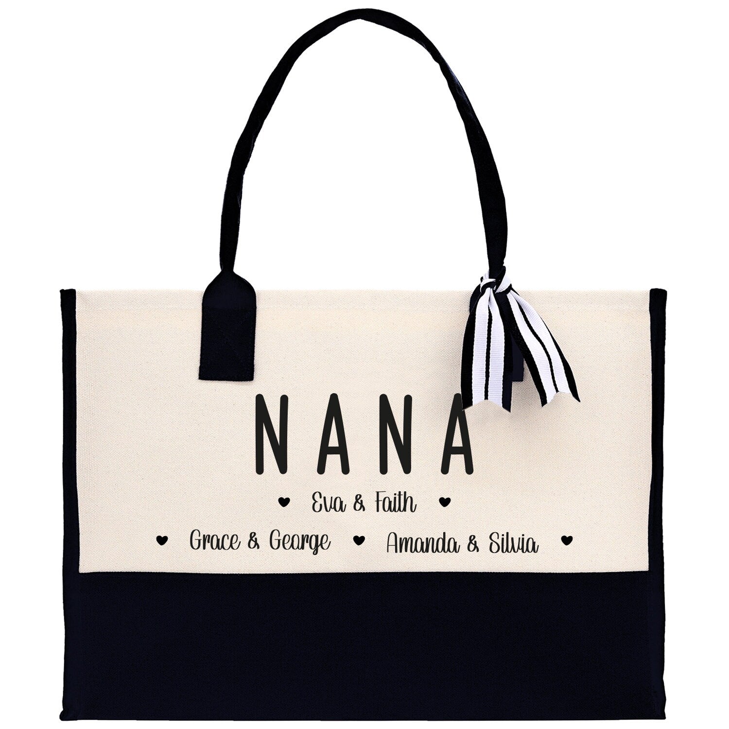 Nana Grandchild Kids Names Custom Grandma Tote Bag Grandma's Getaway Bag Gigi Bag Personalized Grandma Gift Bag Shopping Bag Mother Day Gift - Aaria Tees Aaria Tees