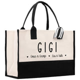 Gigi Grandchild Kids Names Custom Grandma Tote Bag Grandma's Getaway Bag Gigi Bag Personalized Grandma Gift Bag Shopping Bag Mother Day Gift - Aaria Tees Aaria Tees
