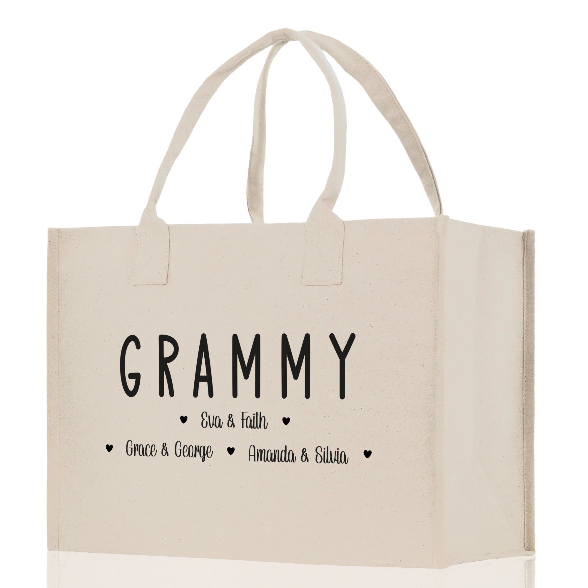 Grammy Grandchild Kids Names Custom Grandma Tote Bag Grandma's Getaway Bag Personalized Grandma Gift Bag Shopping Bag Mother Day Gift - Aaria Tees Aaria Tees
