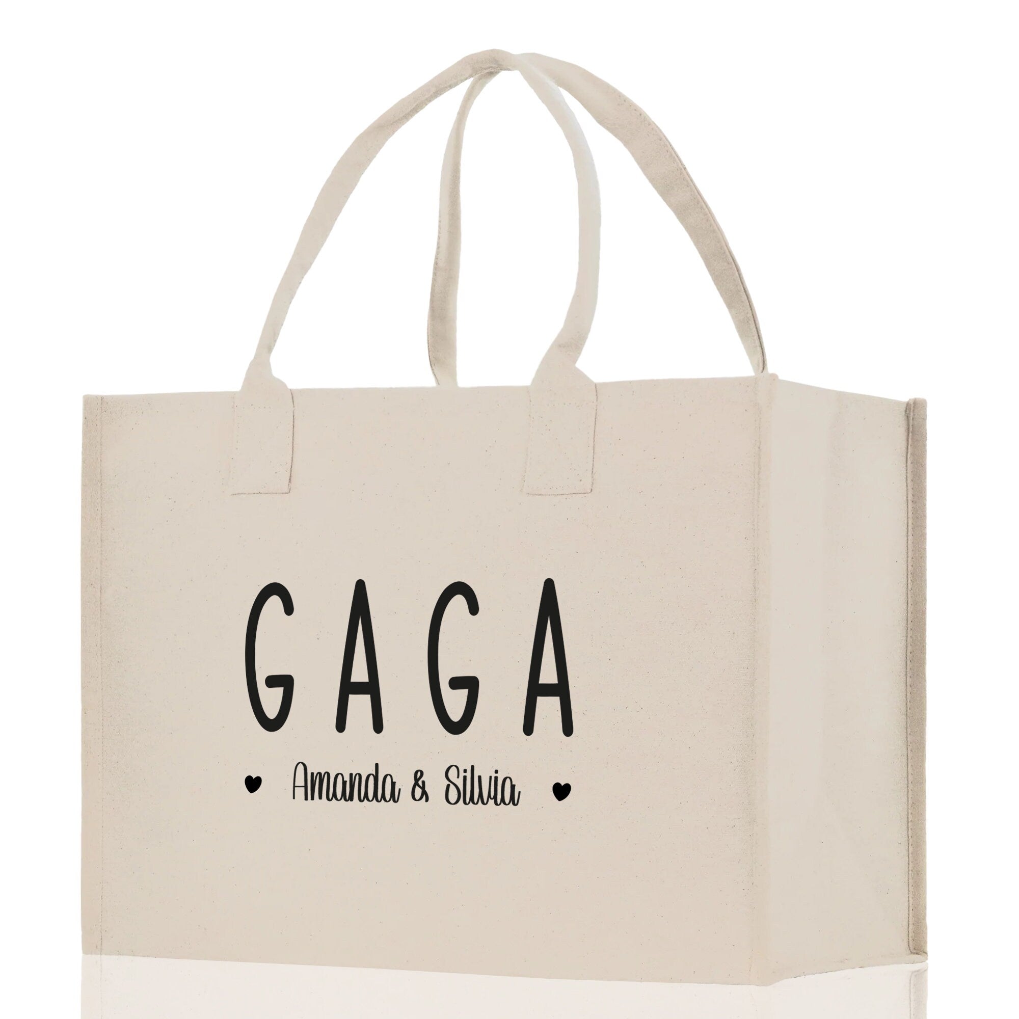 Gaga Grandchild Kids Names Custom Grandma Tote Bag Grandma's Getaway Bag Gigi Bag Personalized Grandma Gift Bag Shopping Bag Mother Day Gift - Aaria Tees Aaria Tees