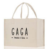 Gaga Grandchild Kids Names Custom Grandma Tote Bag Grandma's Getaway Bag Gigi Bag Personalized Grandma Gift Bag Shopping Bag Mother Day Gift - Aaria Tees Aaria Tees