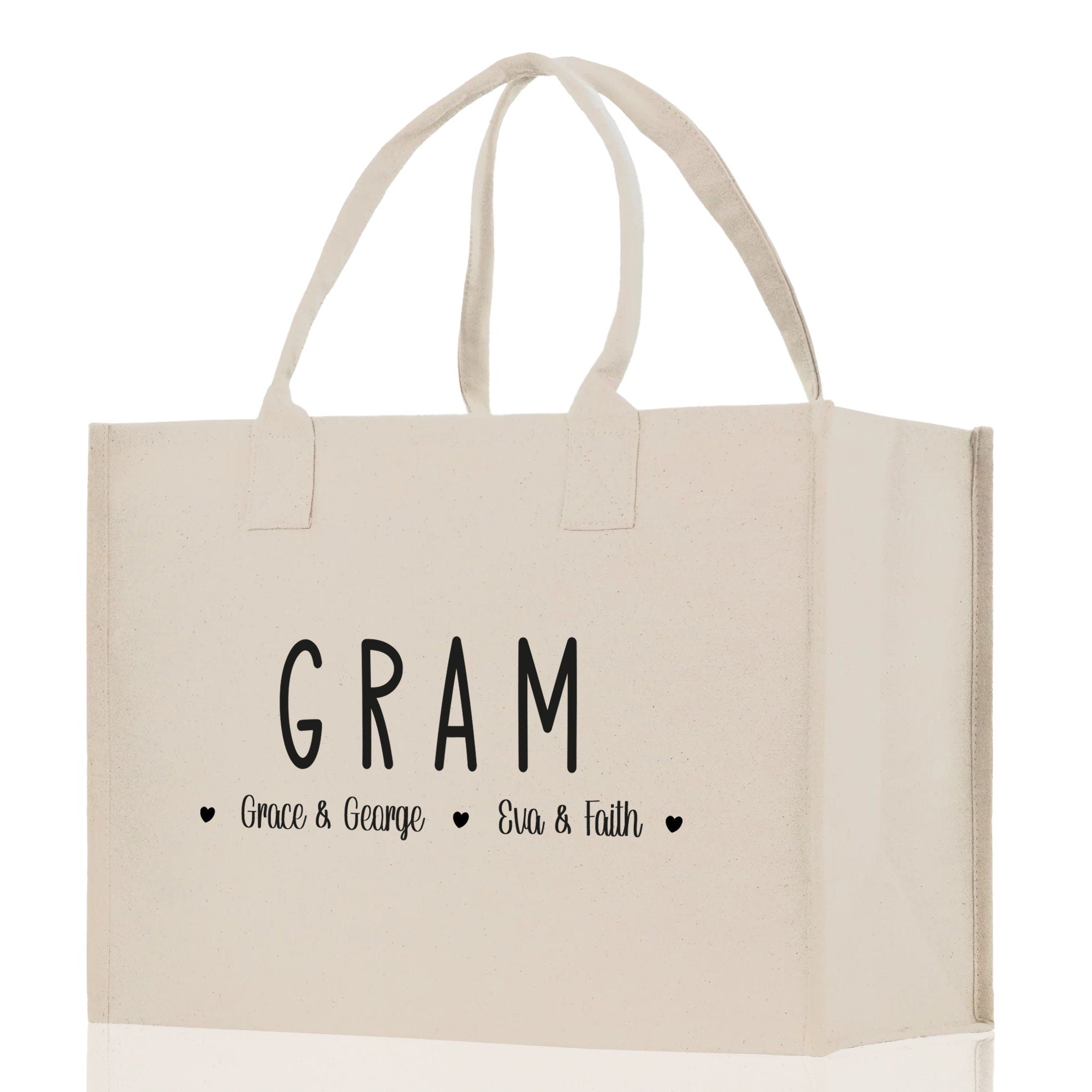 Gram Grandchild Kids Names Custom Grandma Tote Bag Grandma's Getaway Bag Gigi Bag Personalized Grandma Gift Bag Shopping Bag Mother Day Gift - Aaria Tees Aaria Tees