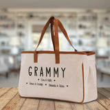 Grammy Grandchild Kids Names Custom Grandma Tote Bag Grandma's Getaway Bag Personalized Grandma Gift Bag Shopping Bag Mother Day Gift - Aaria Tees Aaria Tees