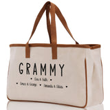 Grammy Grandchild Kids Names Custom Grandma Tote Bag Grandma's Getaway Bag Personalized Grandma Gift Bag Shopping Bag Mother Day Gift - Aaria Tees Aaria Tees