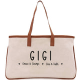 Gigi Grandchild Kids Names Custom Grandma Tote Bag Grandma's Getaway Bag Gigi Bag Personalized Grandma Gift Bag Shopping Bag Mother Day Gift - Aaria Tees Aaria Tees