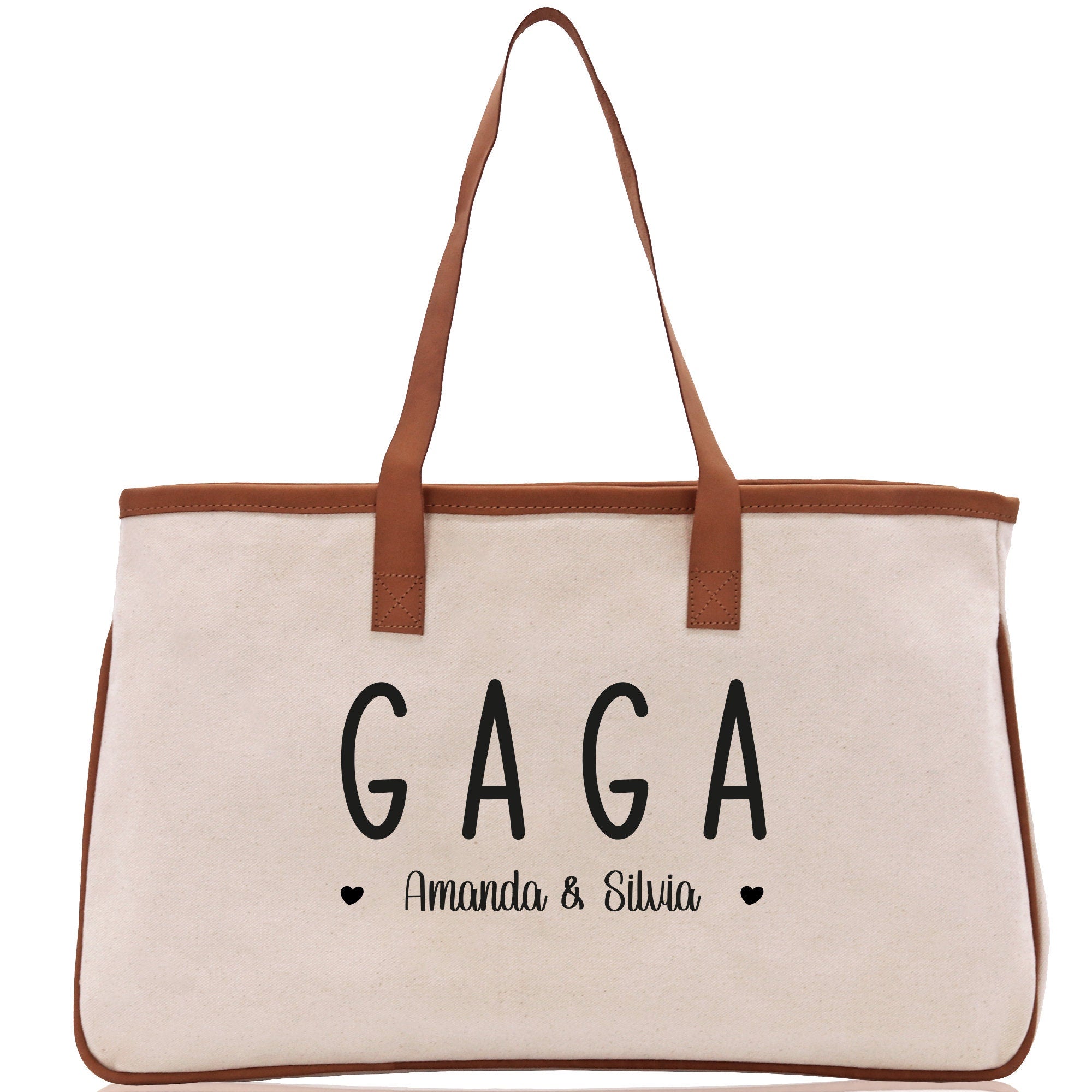 Gaga Grandchild Kids Names Custom Grandma Tote Bag Grandma's Getaway Bag Gigi Bag Personalized Grandma Gift Bag Shopping Bag Mother Day Gift - Aaria Tees Aaria Tees