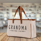 Grandma Grandchild Kids Names Custom Grandma Tote Bag Grandma's Getaway Bag Personalized Grandma Gift Bag Shopping Bag Mother Day Gift - Aaria Tees Aaria Tees