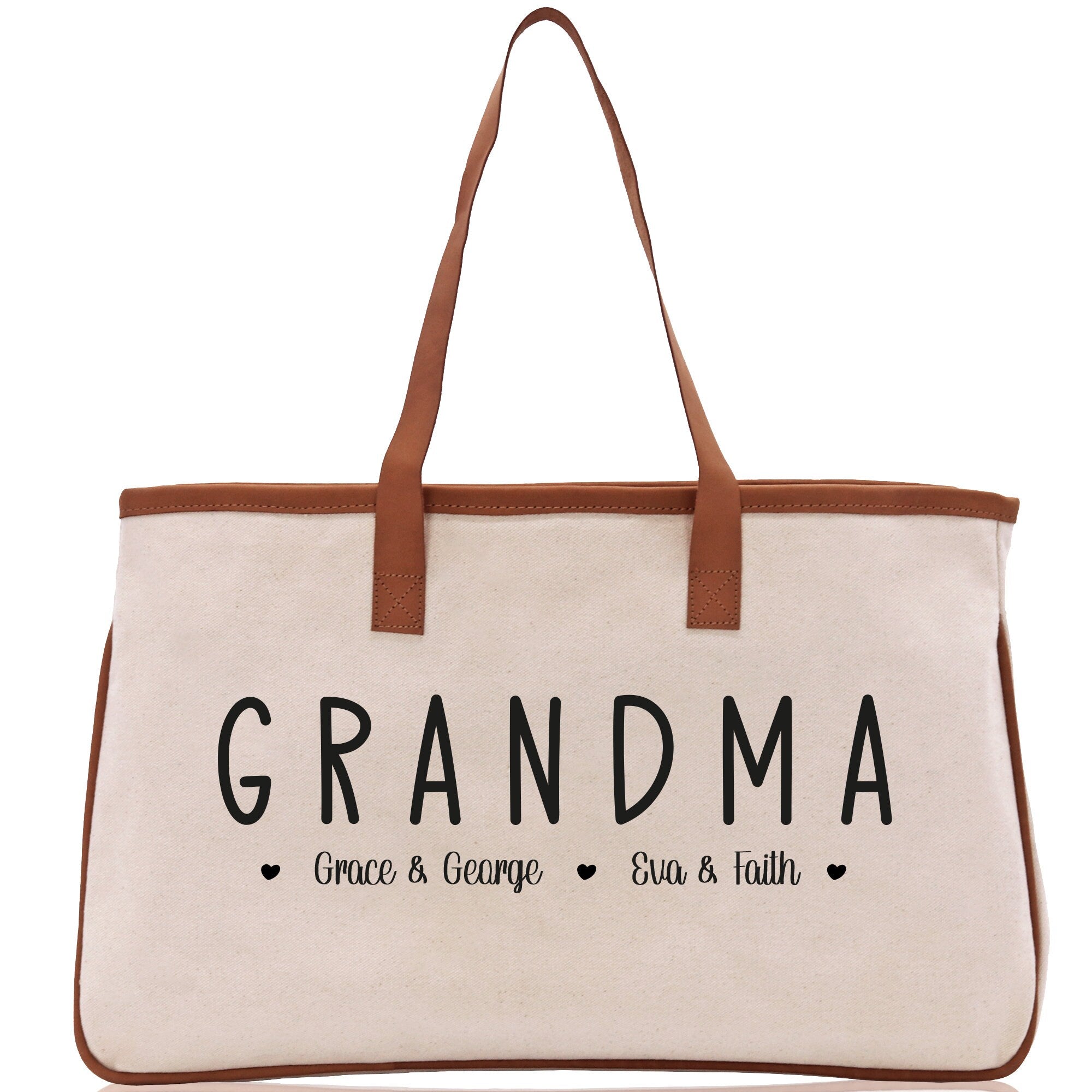 Grandma Grandchild Kids Names Custom Grandma Tote Bag Grandma's Getaway Bag Personalized Grandma Gift Bag Shopping Bag Mother Day Gift - Aaria Tees Aaria Tees