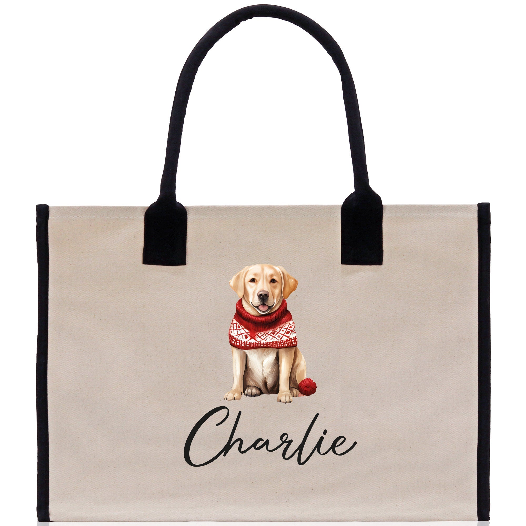 Golden Retriever Custom Dog Name Cotton Canvas Tote Bag Custom Pet Lover Gift Pet Portrait Bag Personalized Pet Owner Gift Tote Bag - Aaria Tees Aaria Tees