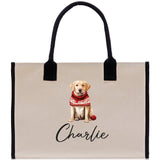 Golden Retriever Custom Dog Name Cotton Canvas Tote Bag Custom Pet Lover Gift Pet Portrait Bag Personalized Pet Owner Gift Tote Bag - Aaria Tees Aaria Tees