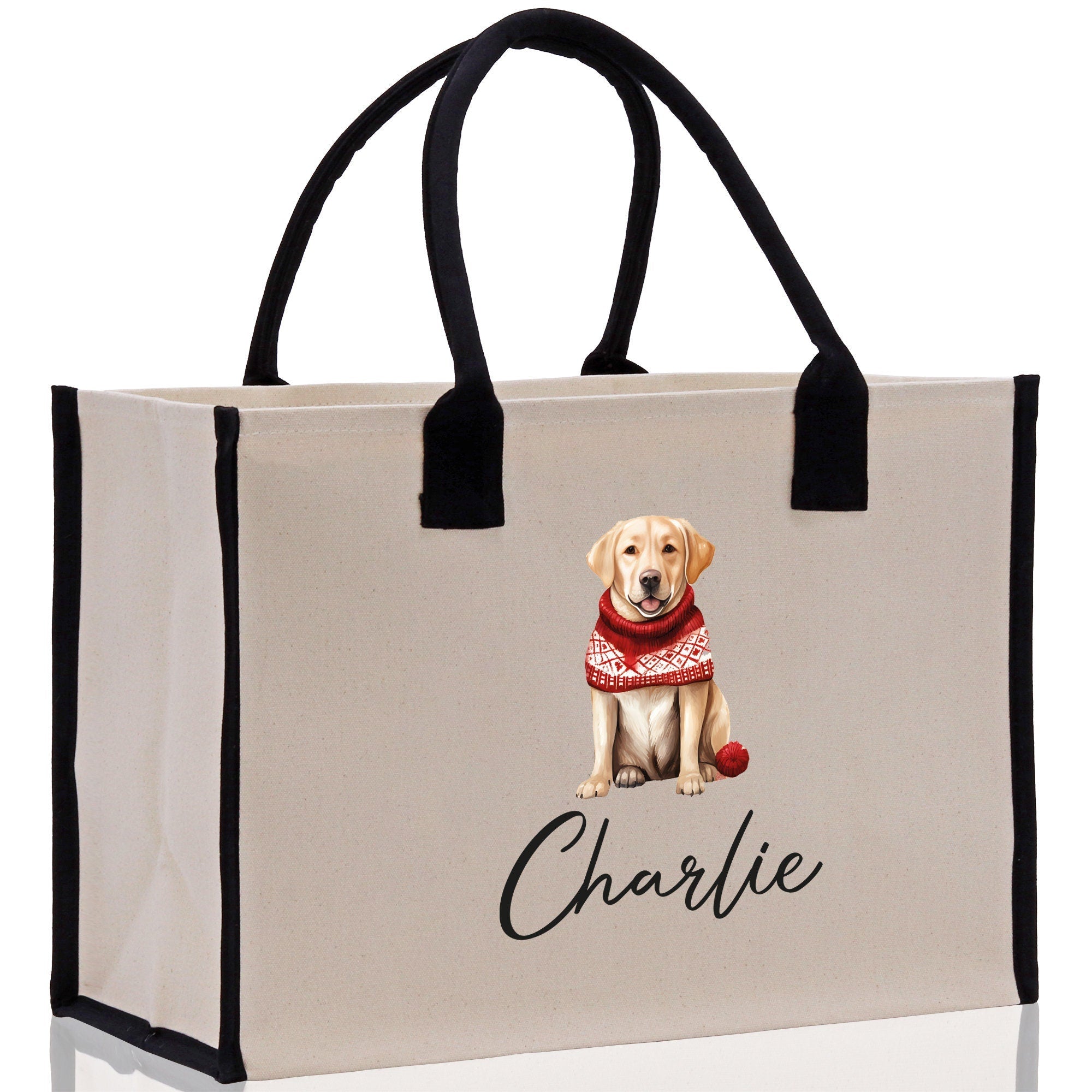 Golden Retriever Custom Dog Name Cotton Canvas Tote Bag Custom Pet Lover Gift Pet Portrait Bag Personalized Pet Owner Gift Tote Bag - Aaria Tees Aaria Tees