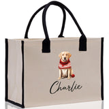 Golden Retriever Custom Dog Name Cotton Canvas Tote Bag Custom Pet Lover Gift Pet Portrait Bag Personalized Pet Owner Gift Tote Bag - Aaria Tees Aaria Tees