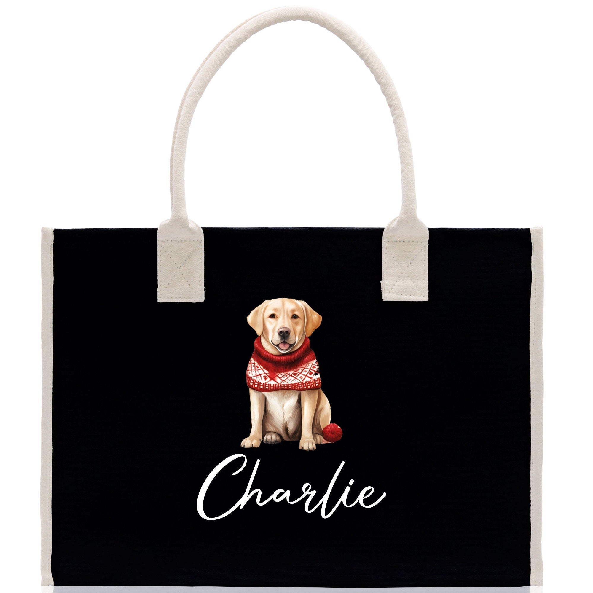 Golden Retriever Custom Dog Name Cotton Canvas Tote Bag Custom Pet Lover Gift Pet Portrait Bag Personalized Pet Owner Gift Tote Bag - Aaria Tees Aaria Tees