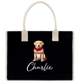Golden Retriever Custom Dog Name Cotton Canvas Tote Bag Custom Pet Lover Gift Pet Portrait Bag Personalized Pet Owner Gift Tote Bag - Aaria Tees Aaria Tees