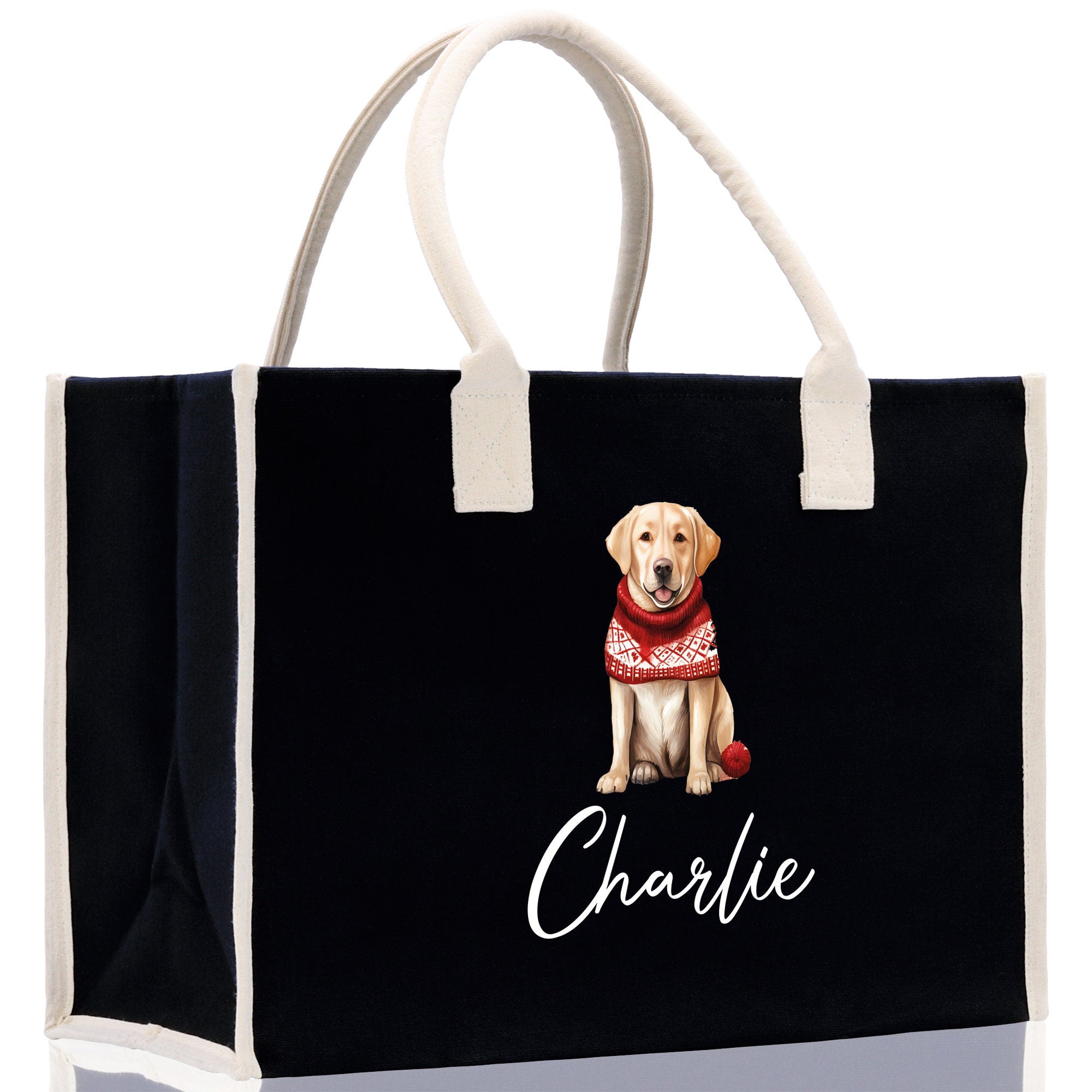 Golden Retriever Custom Dog Name Cotton Canvas Tote Bag Custom Pet Lover Gift Pet Portrait Bag Personalized Pet Owner Gift Tote Bag - Aaria Tees Aaria Tees