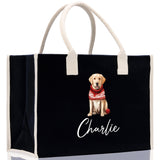 Golden Retriever Custom Dog Name Cotton Canvas Tote Bag Custom Pet Lover Gift Pet Portrait Bag Personalized Pet Owner Gift Tote Bag - Aaria Tees Aaria Tees
