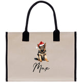 German Shepherd Custom Dog Name Cotton Canvas Tote Bag Custom Pet Lover Gift Pet Portrait Bag Personalized Pet Owner Gift Tote Bag - Aaria Tees Aaria Tees