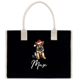 German Shepherd Custom Dog Name Cotton Canvas Tote Bag Custom Pet Lover Gift Pet Portrait Bag Personalized Pet Owner Gift Tote Bag - Aaria Tees Aaria Tees