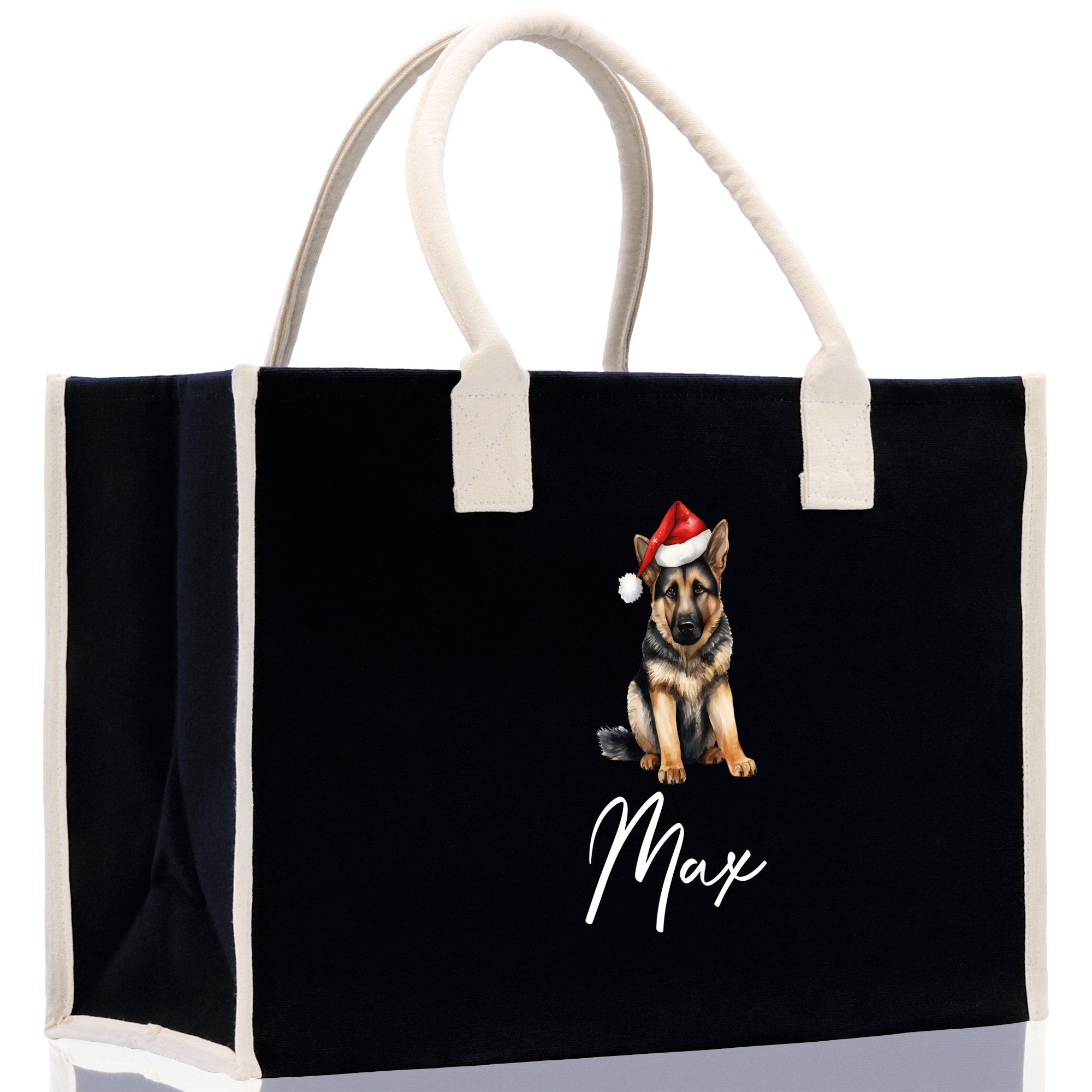 German Shepherd Custom Dog Name Cotton Canvas Tote Bag Custom Pet Lover Gift Pet Portrait Bag Personalized Pet Owner Gift Tote Bag - Aaria Tees Aaria Tees