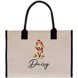 Baby Golden Retriever Custom Name Custom Cotton Canvas Tote Bag Custom Pet Lover Gift Pet Portrait Bag Personalized Pet Owner Gift Tote Bag - Aaria Tees Aaria Tees