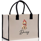 Baby Golden Retriever Custom Name Custom Cotton Canvas Tote Bag Custom Pet Lover Gift Pet Portrait Bag Personalized Pet Owner Gift Tote Bag - Aaria Tees Aaria Tees