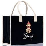 Baby Golden Retriever Custom Name Custom Cotton Canvas Tote Bag Custom Pet Lover Gift Pet Portrait Bag Personalized Pet Owner Gift Tote Bag - Aaria Tees Aaria Tees