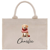 Golden Retriever Custom Dog Name Cotton Canvas Tote Bag Custom Pet Lover Gift Pet Portrait Bag Personalized Pet Owner Gift Tote Bag - Aaria Tees Aaria Tees