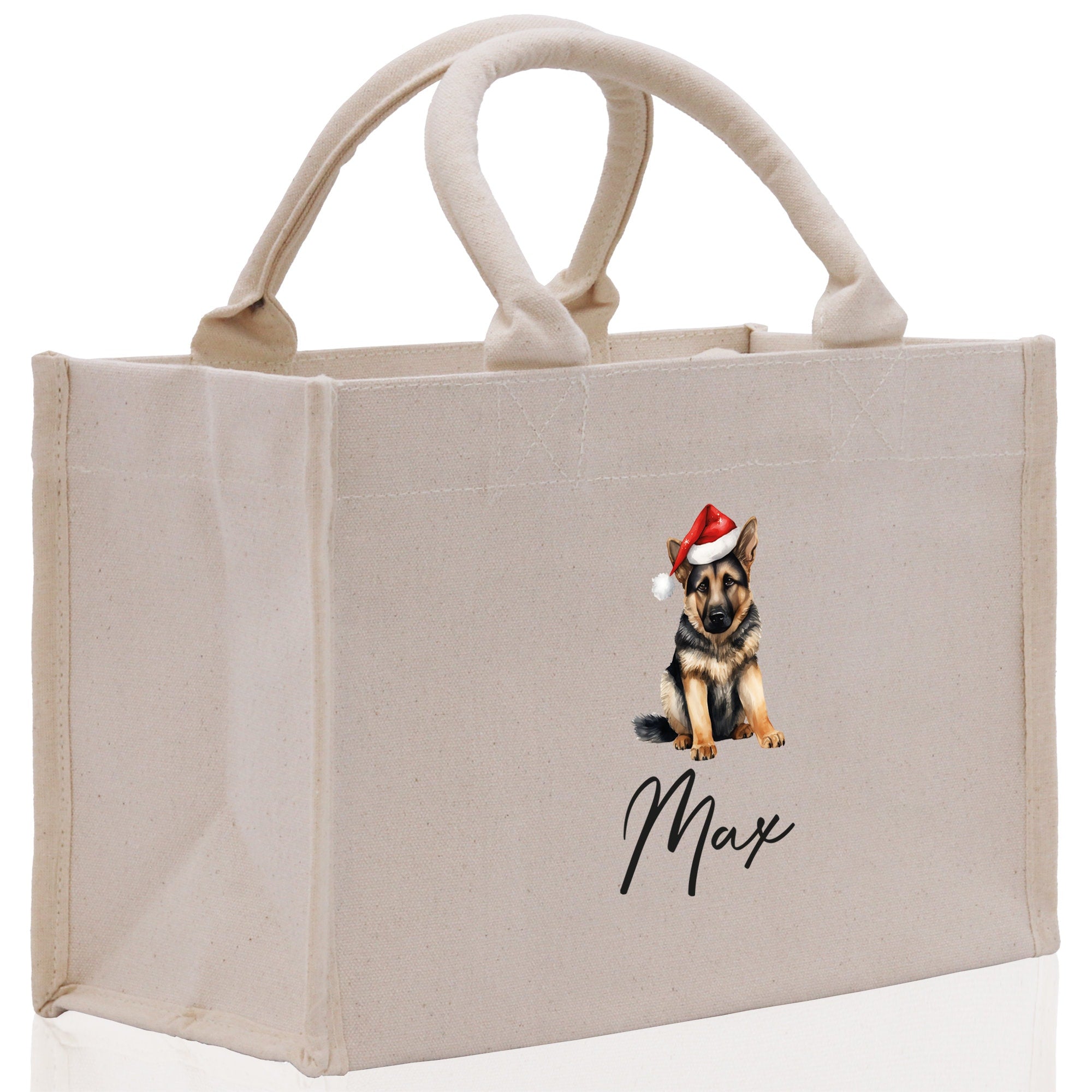 German Shepherd Custom Dog Name Cotton Canvas Tote Bag Custom Pet Lover Gift Pet Portrait Bag Personalized Pet Owner Gift Tote Bag - Aaria Tees Aaria Tees