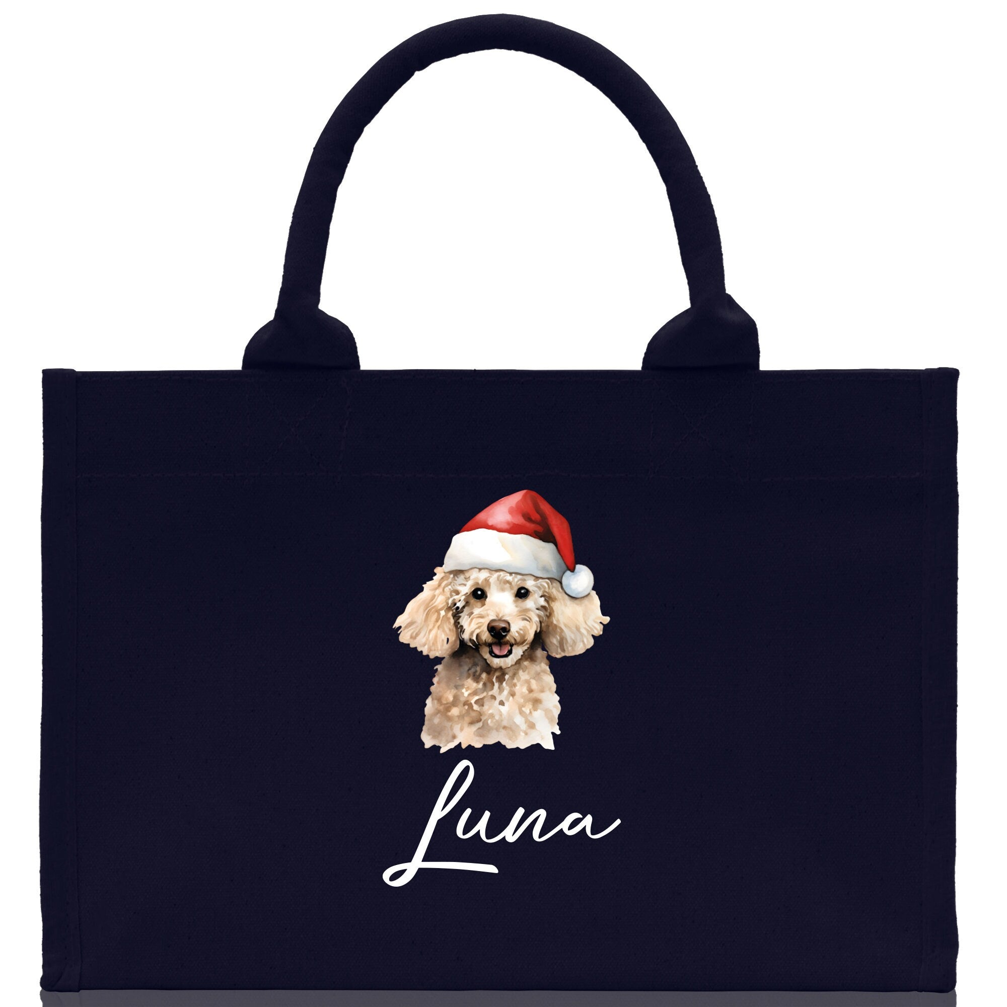 Poodle Dog Name Custom Cotton Canvas Tote Bag Custom Pet Lover Gift Pet Portrait Bag Personalized Pet Owner Gift Tote Bag - Aaria Tees Aaria Tees