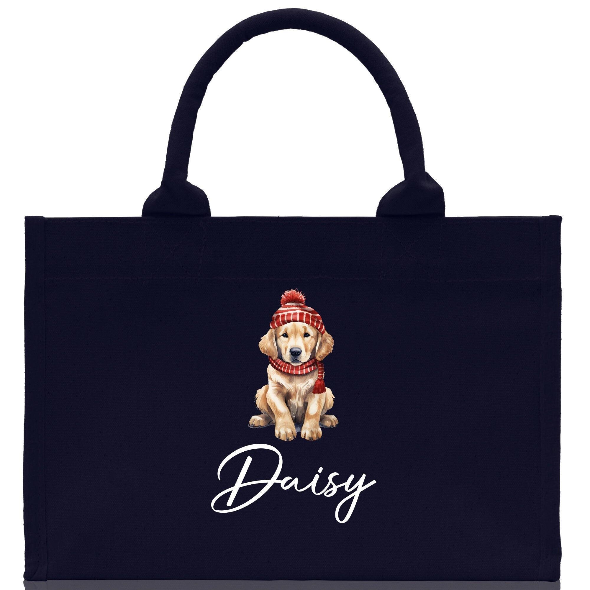 Baby Golden Retriever Custom Name Custom Cotton Canvas Tote Bag Custom Pet Lover Gift Pet Portrait Bag Personalized Pet Owner Gift Tote Bag - Aaria Tees Aaria Tees