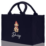Baby Golden Retriever Custom Name Custom Cotton Canvas Tote Bag Custom Pet Lover Gift Pet Portrait Bag Personalized Pet Owner Gift Tote Bag - Aaria Tees Aaria Tees