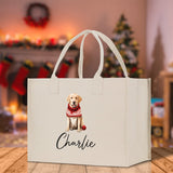 Golden Retriever Custom Dog Name Cotton Canvas Tote Bag Custom Pet Lover Gift Pet Portrait Bag Personalized Pet Owner Gift Tote Bag - Aaria Tees Aaria Tees