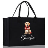 Golden Retriever Custom Dog Name Cotton Canvas Tote Bag Custom Pet Lover Gift Pet Portrait Bag Personalized Pet Owner Gift Tote Bag - Aaria Tees Aaria Tees