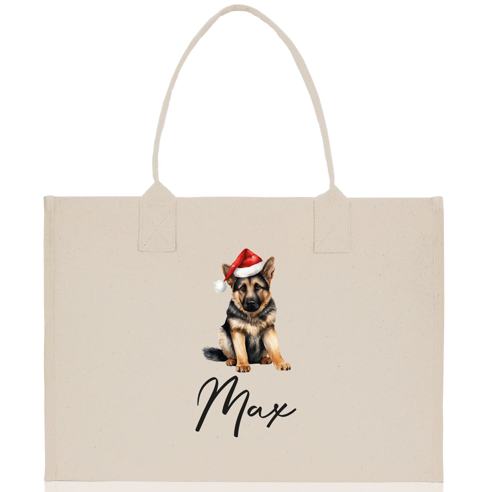 German Shepherd Custom Dog Name Cotton Canvas Tote Bag Custom Pet Lover Gift Pet Portrait Bag Personalized Pet Owner Gift Tote Bag - Aaria Tees Aaria Tees