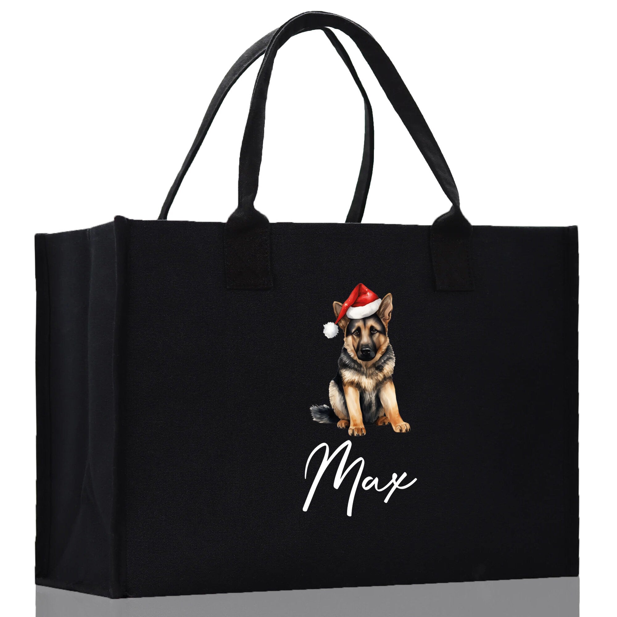 German Shepherd Custom Dog Name Cotton Canvas Tote Bag Custom Pet Lover Gift Pet Portrait Bag Personalized Pet Owner Gift Tote Bag - Aaria Tees Aaria Tees
