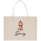 Baby Golden Retriever Custom Name Custom Cotton Canvas Tote Bag Custom Pet Lover Gift Pet Portrait Bag Personalized Pet Owner Gift Tote Bag - Aaria Tees Aaria Tees