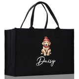 Baby Golden Retriever Custom Name Custom Cotton Canvas Tote Bag Custom Pet Lover Gift Pet Portrait Bag Personalized Pet Owner Gift Tote Bag - Aaria Tees Aaria Tees