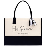 Mrs. Last Name Est Year Tote Bag Personalized Date Wedding Tote Bridal Shower Gift Honeymoon Gift Customized Wedding Gift Bridesmaid Gift - Aaria Tees Aaria Tees