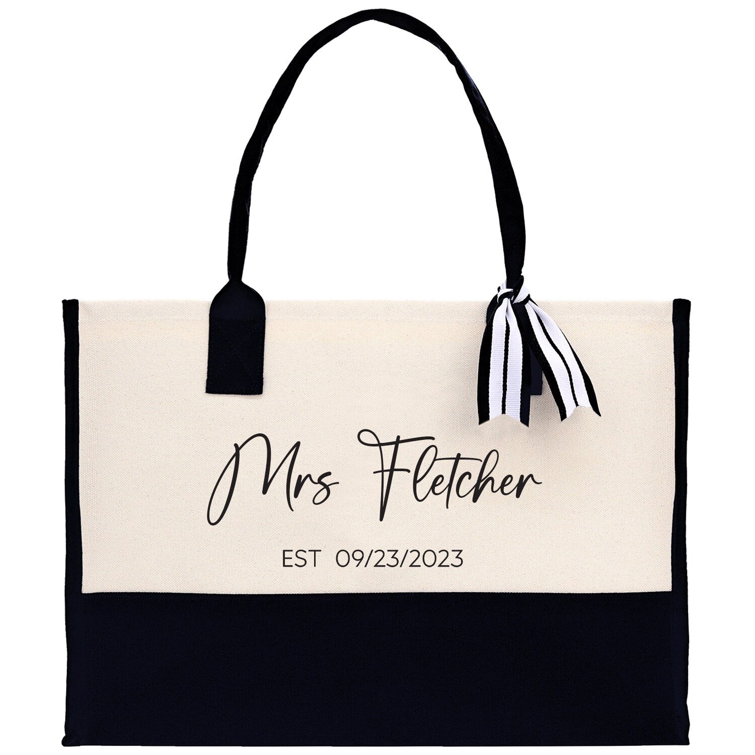 Mrs. Last Name Est Year Tote Bag Personalized Date Wedding Tote Bridal Shower Gift Honeymoon Gift Customized Wedding Gift Bridesmaid Gift - Aaria Tees Aaria Tees