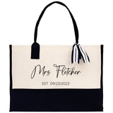 Mrs. Last Name Est Year Tote Bag Personalized Date Wedding Tote Bridal Shower Gift Honeymoon Gift Customized Wedding Gift Bridesmaid Gift - Aaria Tees Aaria Tees
