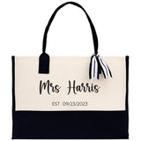 Mrs. Last Name Est Year Tote Bag Personalized Date Wedding Tote Bridal Shower Gift Honeymoon Gift Customized Wedding Gift Bridesmaid Gift - Aaria Tees Aaria Tees