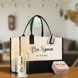 Mrs. Last Name Est Year Tote Bag Personalized Date Wedding Tote Bridal Shower Gift Honeymoon Gift Customized Wedding Gift Bridesmaid Gift - Aaria Tees Aaria Tees