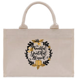 Thankful Grateful Blessed Cotton Canvas Tote Bag Thanksgiving Bag Autumn Fall Vibes Bag Motivational Bag Blessed Bag Fall Market Grocery Bag - Aaria Tees Aaria Tees