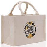 Thankful Grateful Blessed Cotton Canvas Tote Bag Thanksgiving Bag Autumn Fall Vibes Bag Motivational Bag Blessed Bag Fall Market Grocery Bag - Aaria Tees Aaria Tees