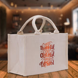 Thankful Grateful Blessed Cotton Canvas Tote Bag Thanksgiving Bag Autumn Fall Vibes Bag Motivational Bag Blessed Bag Fall Market Grocery Bag - Aaria Tees Aaria Tees