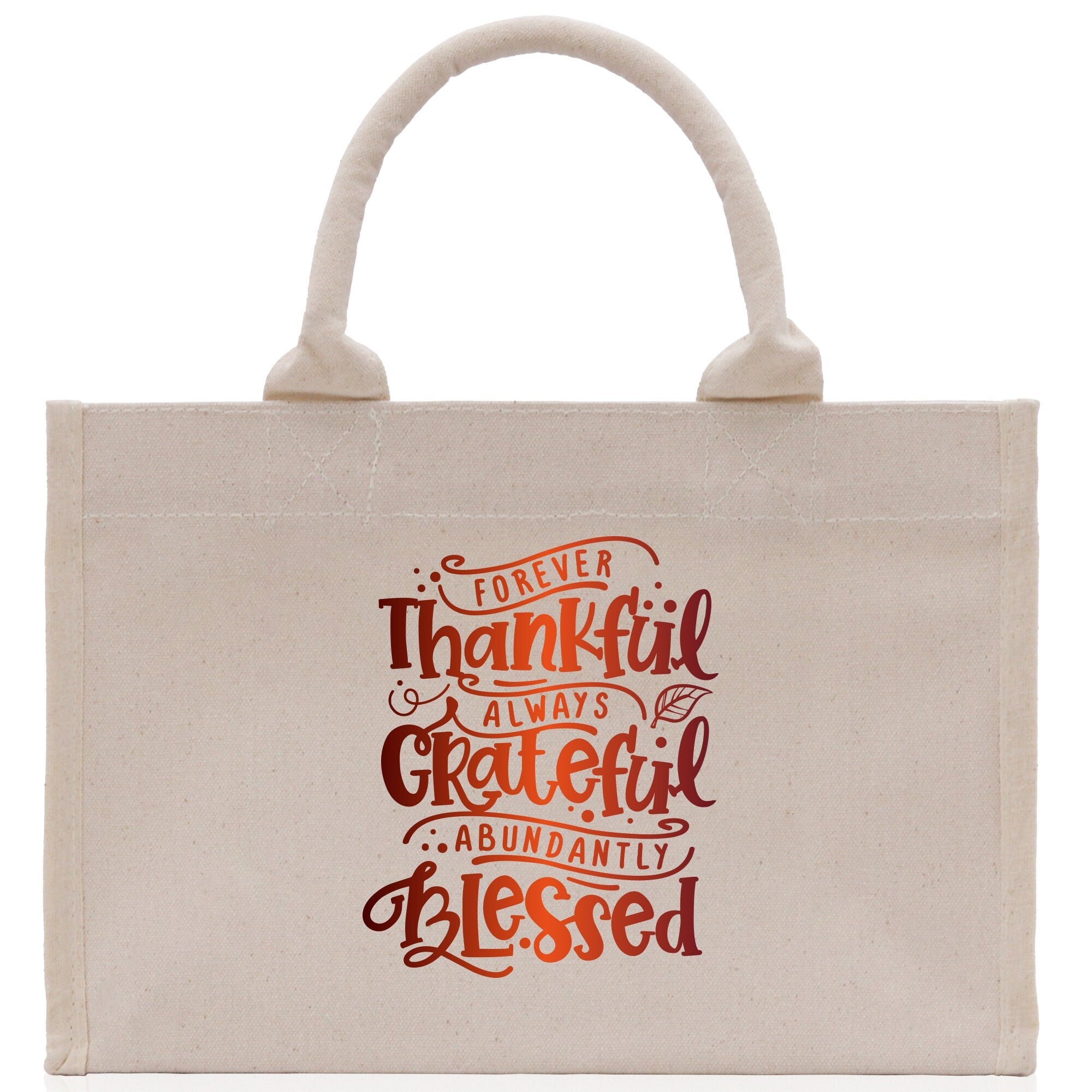Thankful Grateful Blessed Cotton Canvas Tote Bag Thanksgiving Bag Autumn Fall Vibes Bag Motivational Bag Blessed Bag Fall Market Grocery Bag - Aaria Tees Aaria Tees