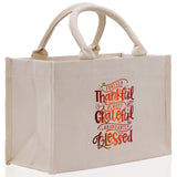 Thankful Grateful Blessed Cotton Canvas Tote Bag Thanksgiving Bag Autumn Fall Vibes Bag Motivational Bag Blessed Bag Fall Market Grocery Bag - Aaria Tees Aaria Tees