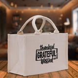 Thankful Grateful Blessed Cotton Canvas Tote Bag Thanksgiving Bag Autumn Fall Vibes Bag Motivational Bag Blessed Bag Fall Market Grocery Bag - Aaria Tees Aaria Tees