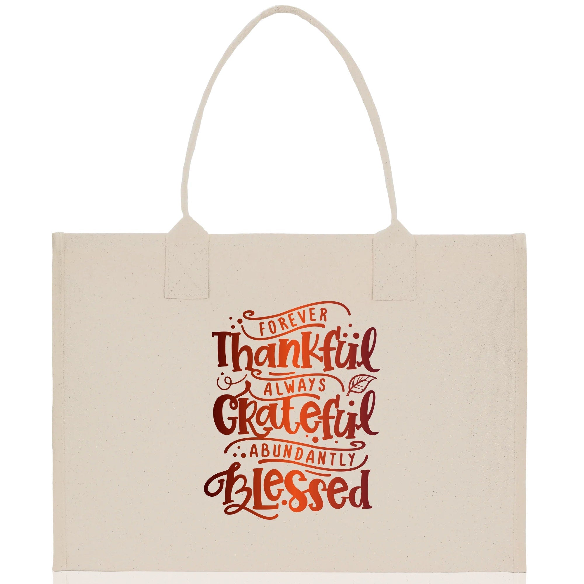 Thankful Grateful Blessed Cotton Canvas Tote Bag Thanksgiving Bag Autumn Fall Vibes Bag Motivational Bag Blessed Bag Fall Market Grocery Bag - Aaria Tees Aaria Tees