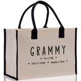 Grammy Grandchild Kids Names Custom Grandma Tote Bag Grandma's Getaway Bag Personalized Grandma Gift Bag Shopping Bag Mother Day Gift - Aaria Tees Aaria Tees